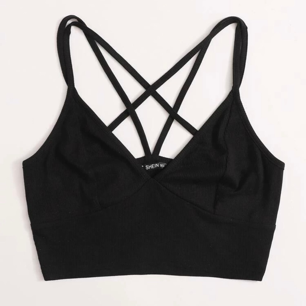 Shein caged back ribbed top